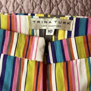 TRINA TURK WIDE LEG CAPRI RAINBOW STRIPED PANTS SIZE 10